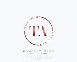 Initial letter TA Feminine logo beauty monogram and elegant logo design, handwriting logo of initial signature, wedding, fashion, floral and botanical with creative template vector