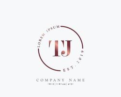 Initial letter TJ Feminine logo beauty monogram and elegant logo design, handwriting logo of initial signature, wedding, fashion, floral and botanical with creative template vector