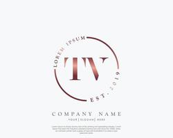 Initial letter TV Feminine logo beauty monogram and elegant logo design, handwriting logo of initial signature, wedding, fashion, floral and botanical with creative template vector