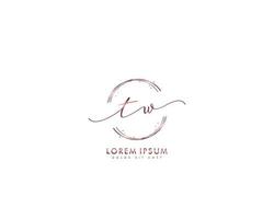 inicial letra tw femenino logo belleza monograma y elegante logo diseño, escritura logo de inicial firma, boda, moda, floral y botánico con creativo modelo vector