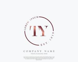 Initial letter TY Feminine logo beauty monogram and elegant logo design, handwriting logo of initial signature, wedding, fashion, floral and botanical with creative template vector