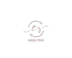 inicial letra tz femenino logo belleza monograma y elegante logo diseño, escritura logo de inicial firma, boda, moda, floral y botánico con creativo modelo vector