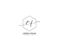 Initial letter TF Feminine logo beauty monogram and elegant logo design, handwriting logo of initial signature, wedding, fashion, floral and botanical with creative template vector