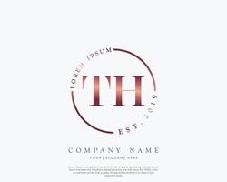 Initial letter TH Feminine logo beauty monogram and elegant logo design, handwriting logo of initial signature, wedding, fashion, floral and botanical with creative template vector