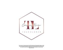 Initial letter TL Feminine logo beauty monogram and elegant logo design, handwriting logo of initial signature, wedding, fashion, floral and botanical with creative template vector