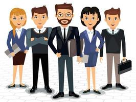 Business team of employees and the boss vector illustration