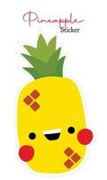 pineapple, vector illustration of tropical pineapple fruit in cartoon flat style.