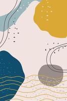 Hand-drawn various shapes, spots, dots and lines. Different colors. Abstract modern background. vector