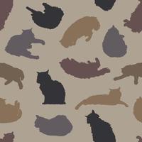 Seamless pattern with the silhouette of a fluffy Manx cat. Vector illustration EPS10