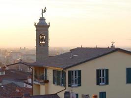 Panoramic view of the city of Bergamo, Italy concept photo. Urban architectural photography. photo