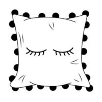 Cozy pillow with decorative pattern in doodle style. vector