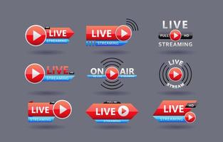 Live Streaming Badge With Play Button vector