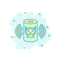 Voice assistant icon in comic style. Smart home assist vector cartoon illustration on white isolated background. Command center business concept splash effect.