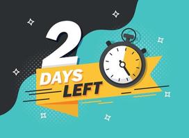 2 days left icon in flat style. Offer countdown date number vector illustration on isolated background. Sale promotion timer sign business concept.