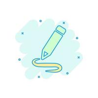 Pencil notepad icon in comic style. Document write vector cartoon illustration on white isolated background. Pen drawing business concept splash effect.