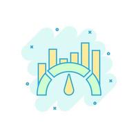 Benchmark measure icon in comic style. Dashboard rating vector cartoon illustration on white isolated background. Progress service business concept splash effect.