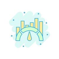 Benchmark measure icon in comic style. Dashboard rating vector cartoon illustration on white isolated background. Progress service business concept splash effect.