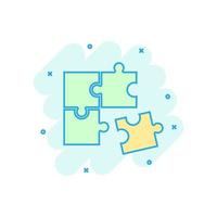 Puzzle compatible icon in comic style. Jigsaw agreement vector cartoon illustration on white isolated background. Cooperation solution business concept splash effect.