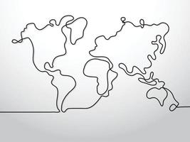 World Map One Stroke Art vector