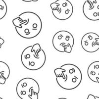 Thinking face icon seamless pattern background. Smile emoticon vector illustration on white isolated background. Character business concept.
