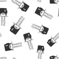 Camera device sign icon seamless pattern background. Photography vector illustration on white isolated background. Cam equipment business concept.