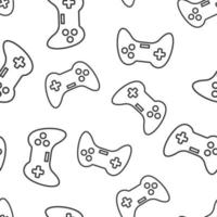 Joystick sign icon seamless pattern background. Gamepad vector illustration on white isolated background. Gaming console controller business concept.