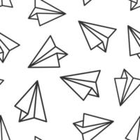 Paper airplane icon seamless pattern background. Plane vector illustration on white isolated background. Air flight business concept.