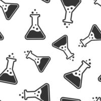 Chemistry beakers sign icon seamless pattern background. Flask test tube vector illustration on white isolated background. Alchemy business concept.