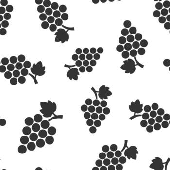 Grape fruits sign icon seamless pattern background. Grapevine vector illustration on white isolated background. Wine grapes business concept.