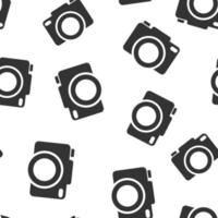 Camera device sign icon seamless pattern background. Photography vector illustration on white isolated background. Cam equipment business concept.