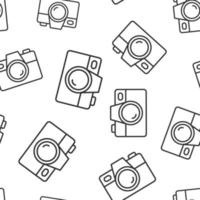 Camera device sign icon seamless pattern background. Photography vector illustration on white isolated background. Cam equipment business concept.