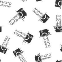 Camera device sign icon seamless pattern background. Photography vector illustration on white isolated background. Cam equipment business concept.