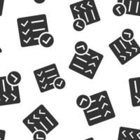 Checklist document sign icon seamless pattern background. Survey vector illustration on white isolated background. Check mark banner business concept.