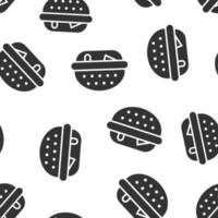 Burger sign icon seamless pattern background. Hamburger vector illustration on white isolated background. Cheeseburger business concept.