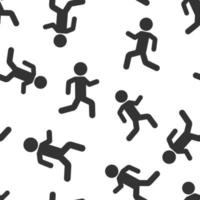 Running people sign icon seamless pattern background. Run silhouette vector illustration on white isolated background. Motion jogging business concept.