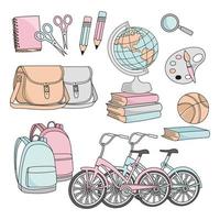 SCHOOL SUPPLIES Children Education Vector Illustration Set