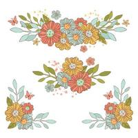 SPRING BOUQUET Wild Flowers Clip Art Vector Illustration Set