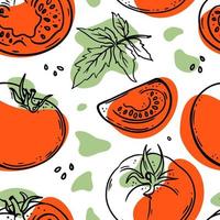 TOMATO PATTERN Delicious Sketch Style Seamless Background vector