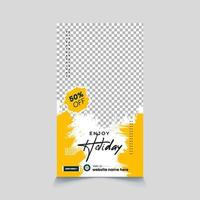 Enjoy the summer holiday promotional social media story design vector