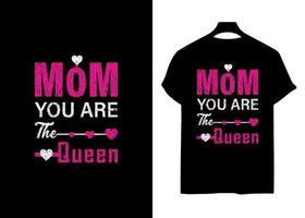 mamá eres la reina tipografía diseño de camiseta vector