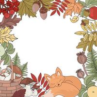 AUTUMN FOX Forest Animal Season Nature Vector Illustration Set