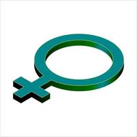 Isometric female gender sign isolated on white. Feminine symbol. Vector illustration.
