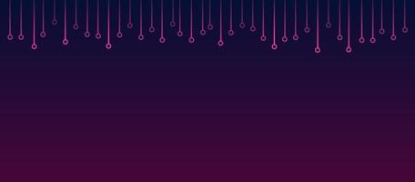 Social media header template with hanging pcb tracks and copy space on dark gradient. Social cover or banner in techno style. vector