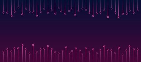Social media header template with pcb tracks bottom and top, copy space on dark gradient. Social cover or banner in techno style. vector