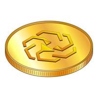 Gold coins Unus Sed Leo in isometric top view isolated on white. Vector illustration.