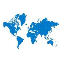 Detailed world map in blue isolated on a white background. All parts of the world with a detailed edge. Vector EPS10.