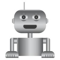 Top half of simple robot with gray gradient isolated on white. Droid icon. Vector illustration.