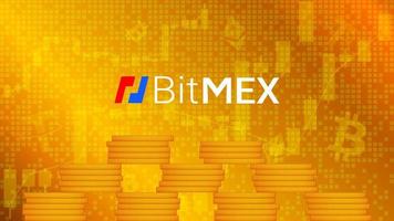 Bitmex cryptocurrency stock market name with logo on abstract digital background. Crypto stock exchange for news and media. Vector EPS10.