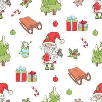 SANTA BELL Christmas Seamless Pattern Vector Illustration