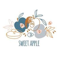 SWEET APPLE Delightful Fruit Hand Drawn Vector Illustration